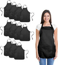 DALIX Apron Commercial Restaurant Home Bib Spun Poly Cotton Kitchen Aprons (2 Pockets) in Black 12 Pack
