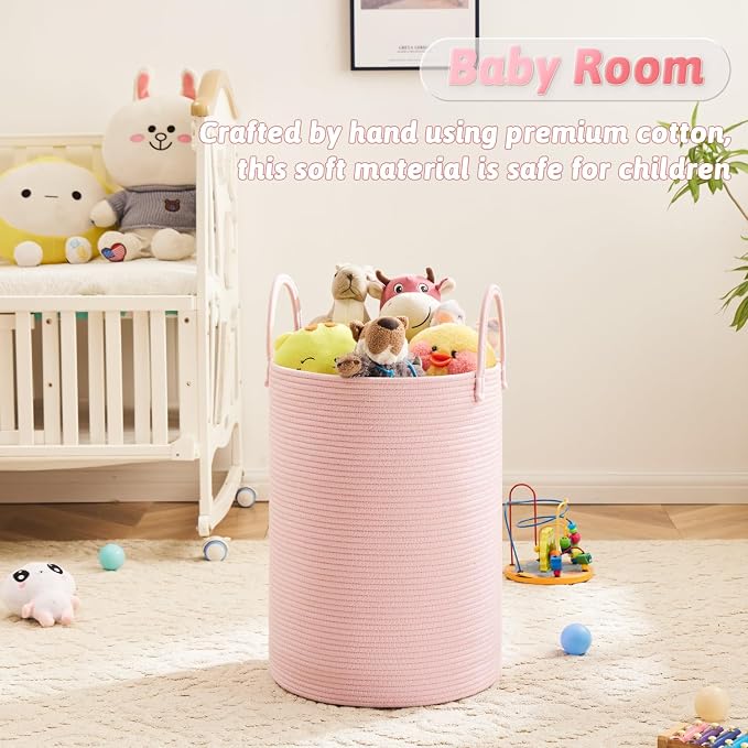 Artfeel Laundry Basket, Woven Cotton Rope Laundry Hamper, 80L - Image 4