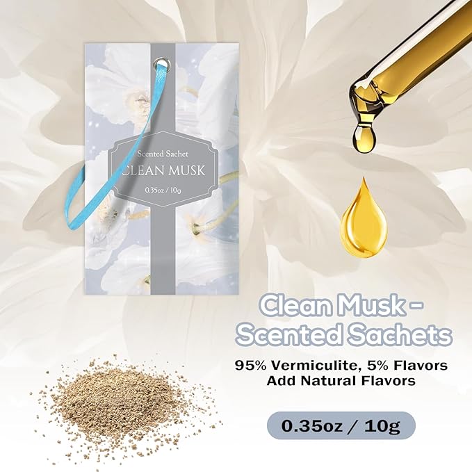 SCENTORINI Scented Sachets for Drawer and Closet, Pure Musk Scent 14 Pack - Image 2