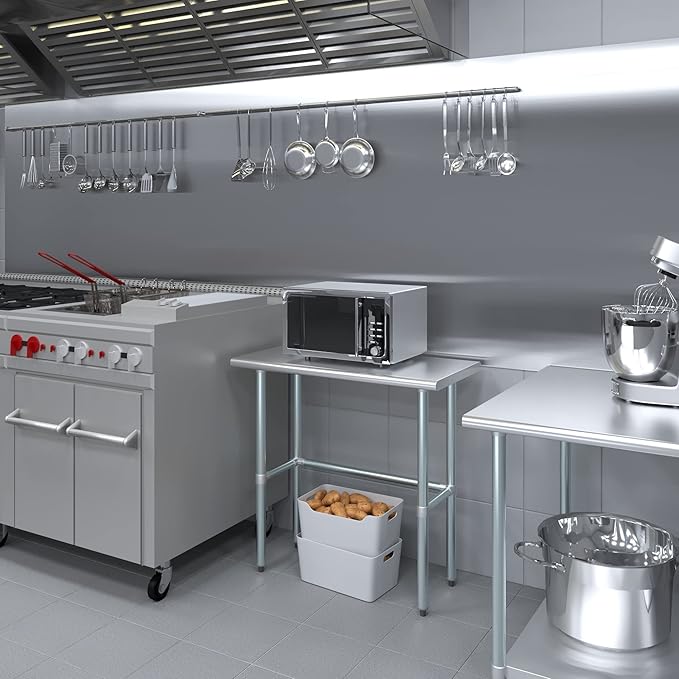 AmGood Stainless Steel Work Table Open Base | NSF Kitchen Island Food Prep | Laundry Garage Utility Bench (36" Long X 18" Deep)