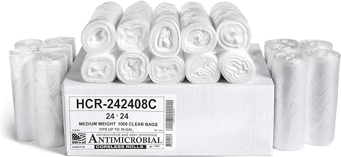 Aluf Plastics 10 Gal Clear Trash Bags, 8 Micron by AlufPlastics