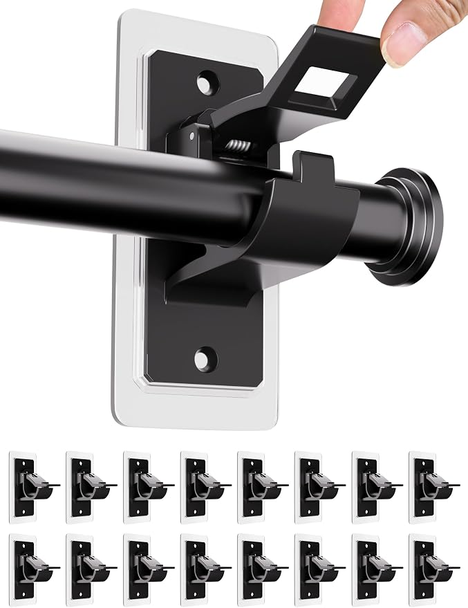 No Drill Curtain Rod Brackets, Adhesive Curtain Rod Holders by ANDGOO