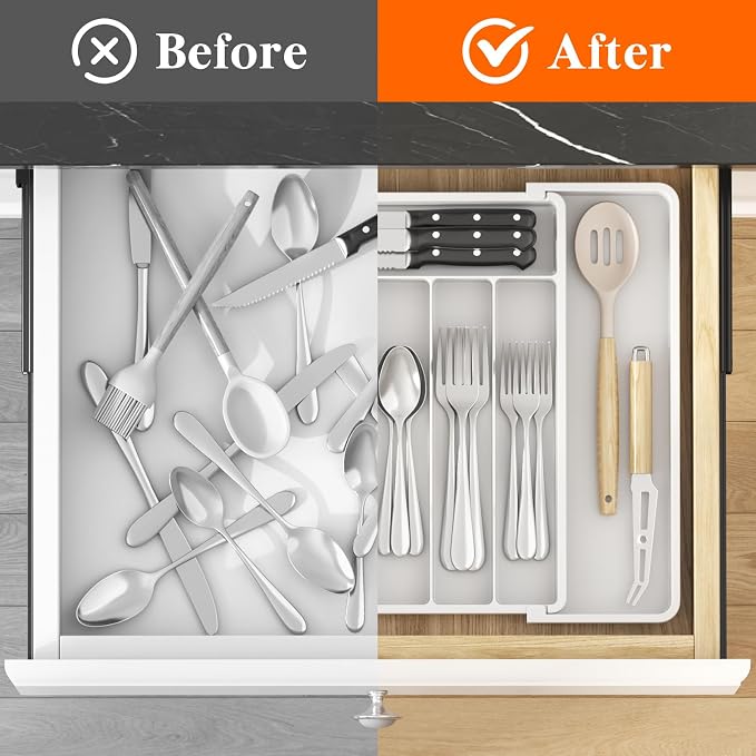 Lifewit Expandable Silverware Drawer Organizer, Kitchen Utensil Tray | BPA-free - Image 5