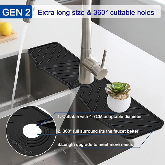 Faucet Mat for Kitchen Sink – 24” x 5.1” Extra-Long Silicone Splash Guard - Image 4