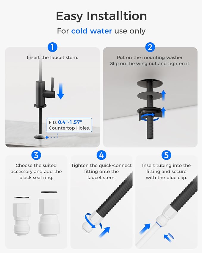 Waterdrop G2FCT-BLK Drinking Water Faucet, NSF/ANSI 372 Certified, 304 - Image 6