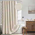 MIULEE Beige Scalloped Shower Curtain Linen Textured by MIULEE