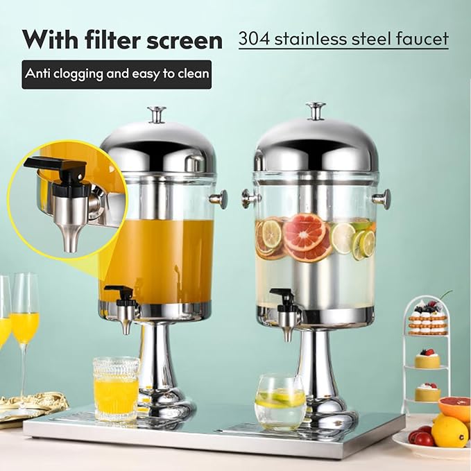 4.5 Gallon Drink Dispensers for Parties, Beverage Dispenser with Stand, Commercial Hot Cold Juice Dispenser with Ice Container and Stainless Steel Drip Trays for Beer, Water Lemonade