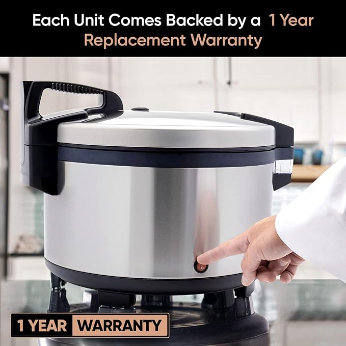Tartle Commercial Rice Warmer and Soup Warmer - Warms 64 Cups Continuously for 12+ Hrs - Large Capasity, Non Stick & Keeps Rice Fluffy
