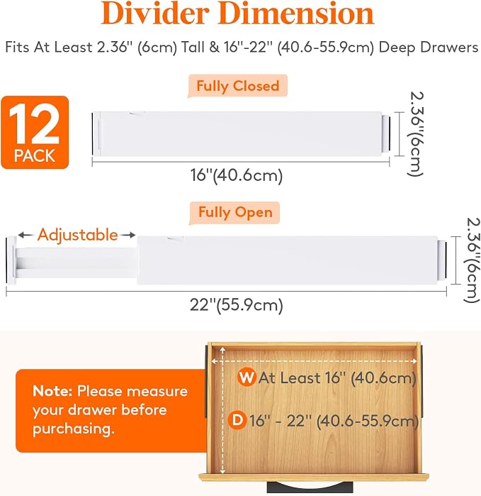 Lifewit 2.36" Upgrade Kitchen Drawer Dividers, Adjustable Drawer Organizer | 12 - Image 3