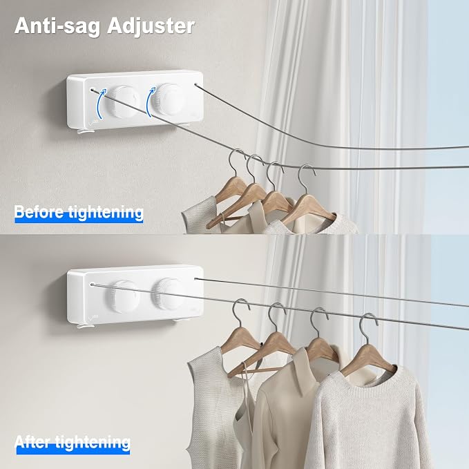 MUSTORN Retractable Clothesline Indoor, Non-Sagging Twin Clothes Line - Image 4
