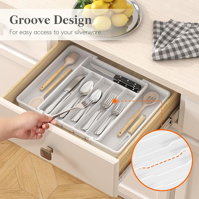 Lifewit Expandable Silverware Drawer Organizer, Kitchen Utensil Tray | BPA-free - Image 8