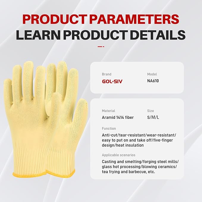 Aramid Heat Resistant, Cut Resistant Gloves,Heat Resistant Up To 550°F, Thick Knit Design, Grilling Gloves For Men & Women- Machine Washable(Aramid, Small)