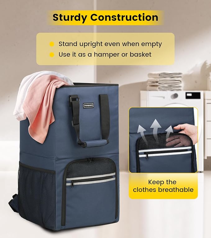 Vorspack Laundry Backpack with Shoulder Straps, Extra Large Hamper, Structured - Image 4