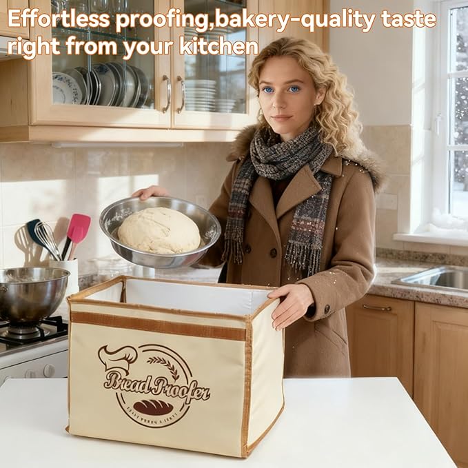 Folding Bread Proofing Box with Digital Temp Controller & 99H Timer and Metal Rack Multi-tier Insulated Collapsible Proofers for Sourdough, Pizza, Bread Baking, Yogurt, Kombucha