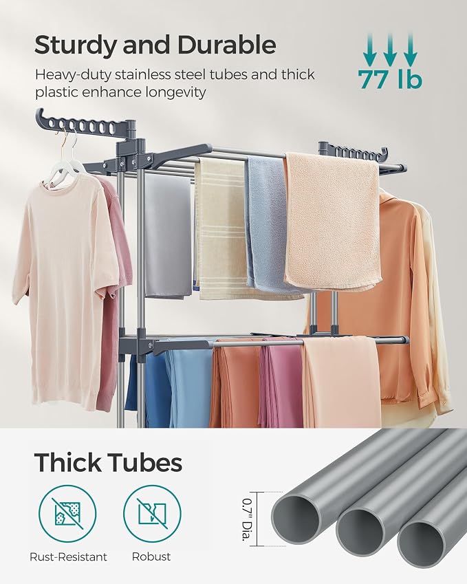 SONGMICS Clothes Drying Rack 4-Tier, Foldable Laundry Rack, Steel | Indoor - Image 4
