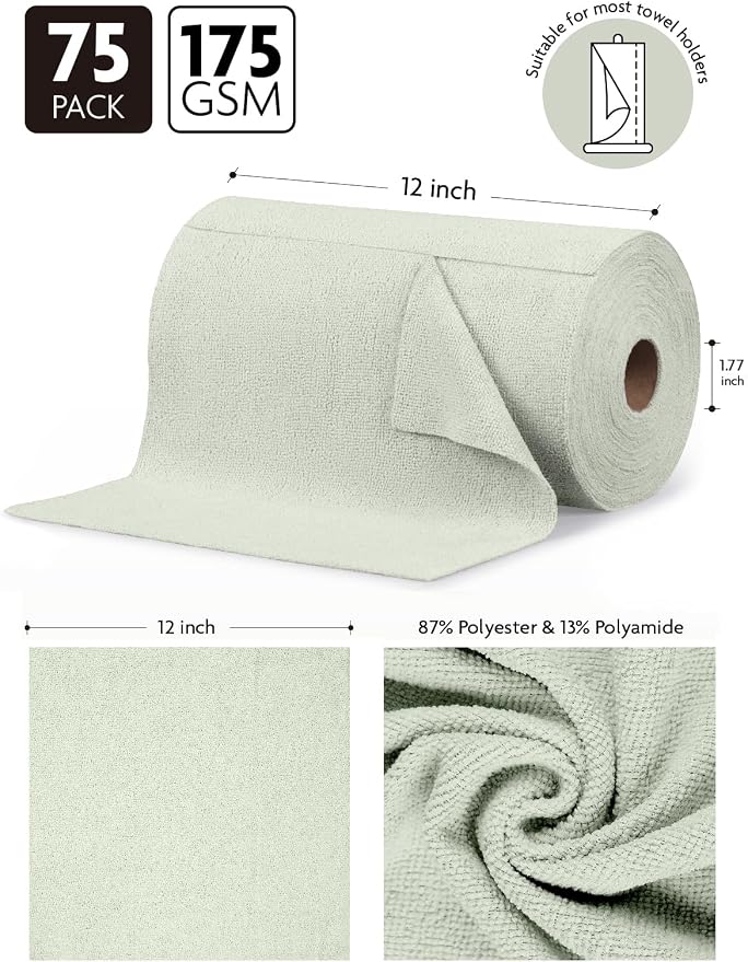 Fantasticlean Microfiber Cleaning Cloth Roll- 75 Sheets, Tear-away Microfiber - Image 6