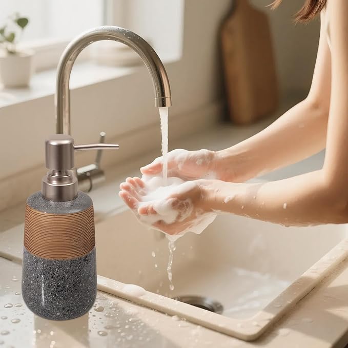 2 Pcs Ceramic Soap Dispenser Set, 15 Oz Refillable Liquid Soap Dispensers - Image 5