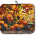 Fall Dish Drying Mat Autumn Harvest Pumpkin Maple Leaf Sunflower Drying Mats by Kwlegh