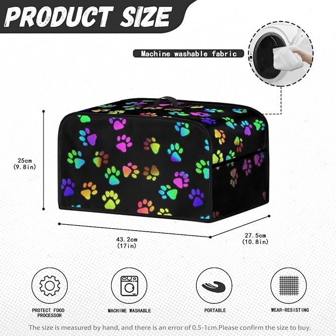 Colorful Dog Paws Slow Cooker Bag - Compatible with 6-8 Quart Oval Slow Cooker - Easy to Fold