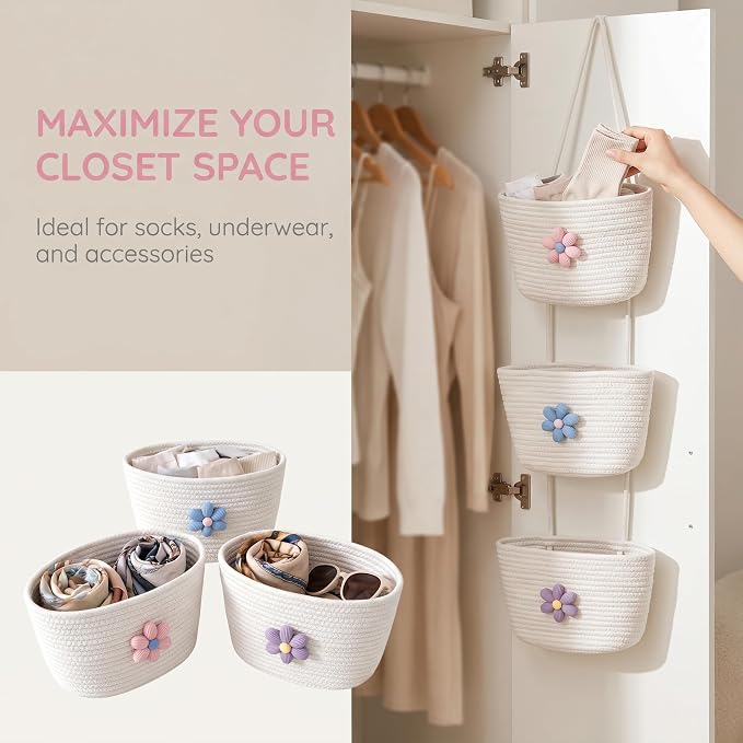 Hanging Basket, Over Door Organizer, 3 -Tier Wall Basket - Image 5