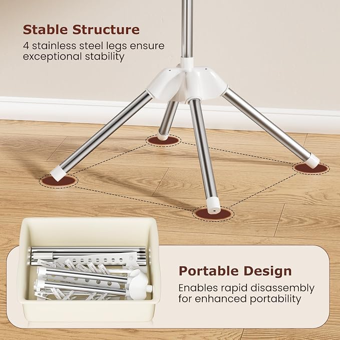 Abiglifty Rotatable and Foldable Clothes Drying Rack, Space Saving Free - Image 5