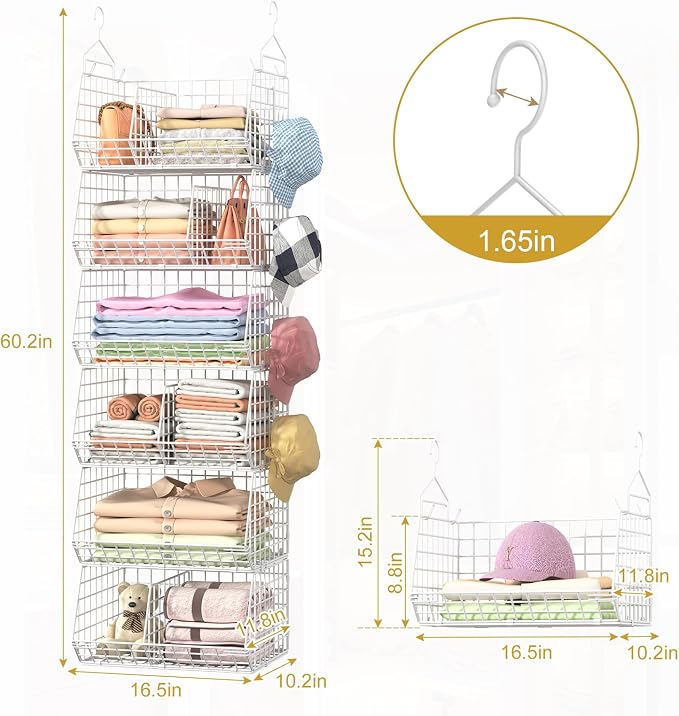 6 Tier Extra Large Hanging Closet Organizer, Closet Storage Hanging - Image 8