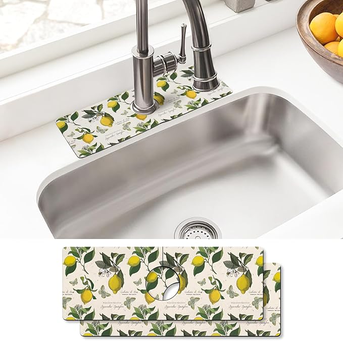 Sink Faucet Absorbing Mat, 2 Pack Drying Mat Around Faucet Sink Splash Guard by BathtubMat