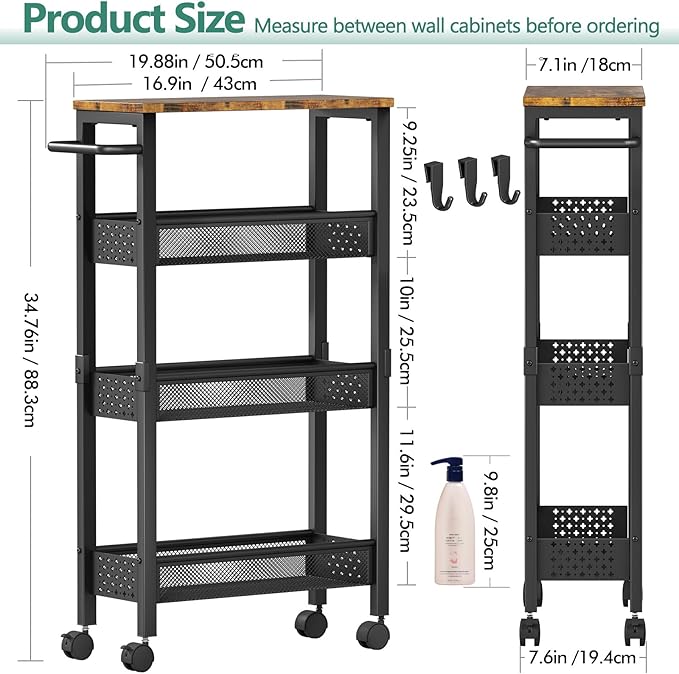 Vivihomety 4-Tier Slim Utility Rolling Laundry Cart - Image 5