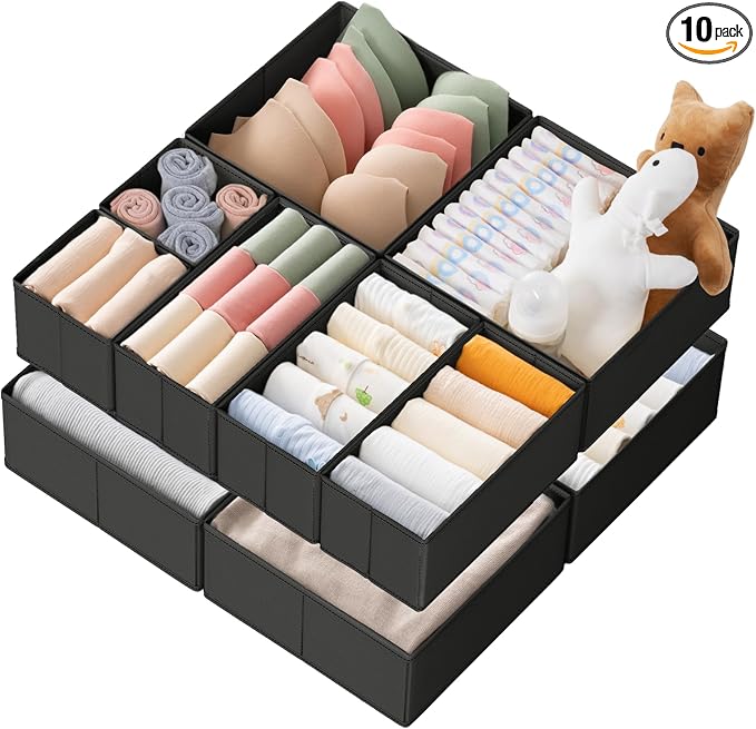 Drawer Organizer Clothes, 10 Pack Dresser Organizer by Criusia