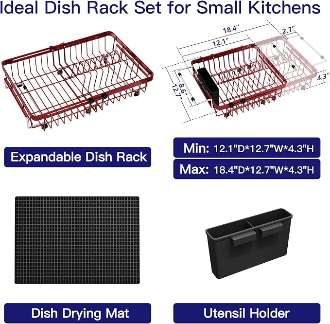 Red Dish Drying Rack Over The Sink - Image 2