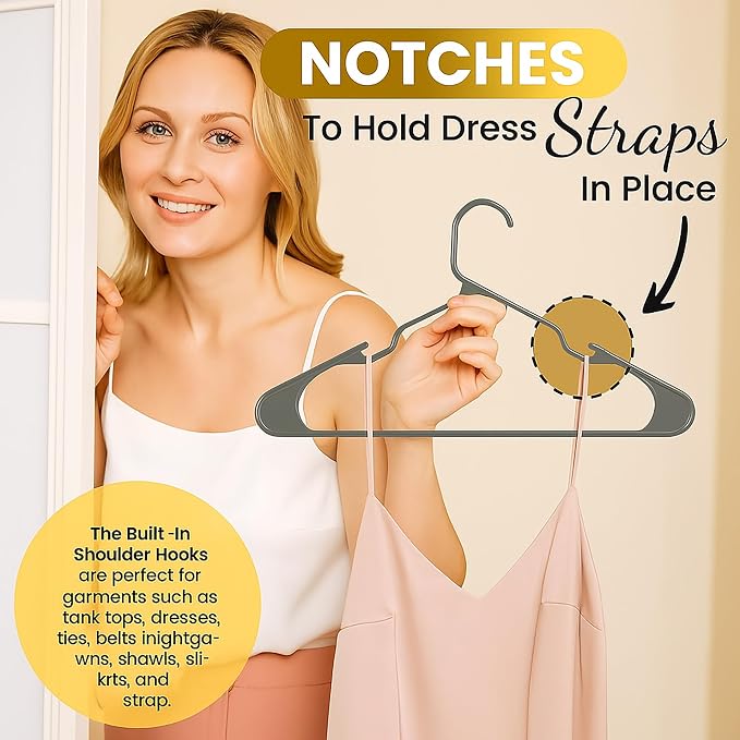 200 Pack Plastic Hanger for Shirt Pants Coats Dresses Skirts Suits Jackets - Image 6
