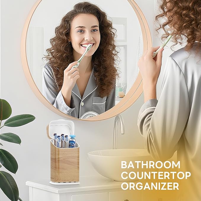 GFWARE Wood Bathroom Toothbrush Holder - Image 4