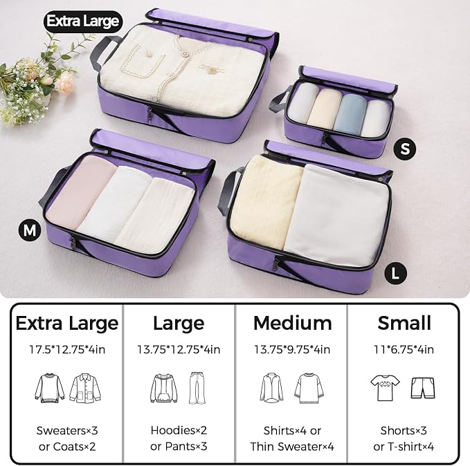 BAGAIL 4 Set/6 Set/8 Set Compression Packing Cubes Travel Accessories - Image 2