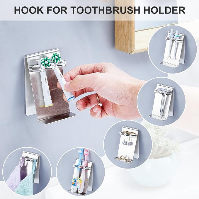 Electric Toothbrush Head Holder, Tabletop or Self Adhesive Tooth Brushing Holder - Image 8
