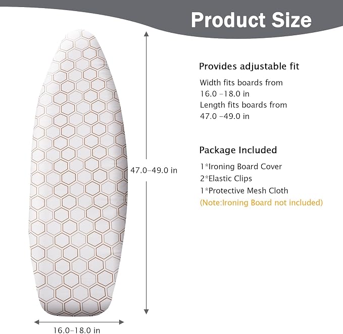 SheeChung Ironing Board Cover and Pad 18"x49", Wide Ironing Board Cover - Image 2