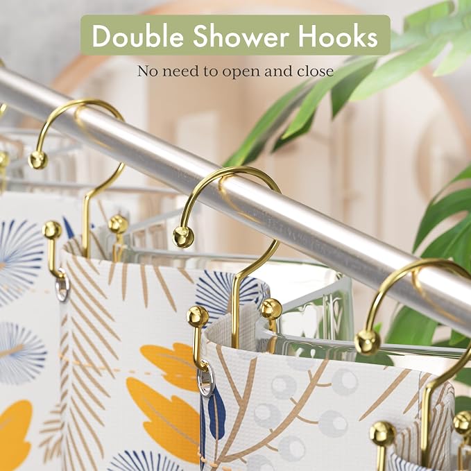 Shower Curtain Hooks Gold Shower Curtain Rings, Double Shower Curtain Hooks - Image 4