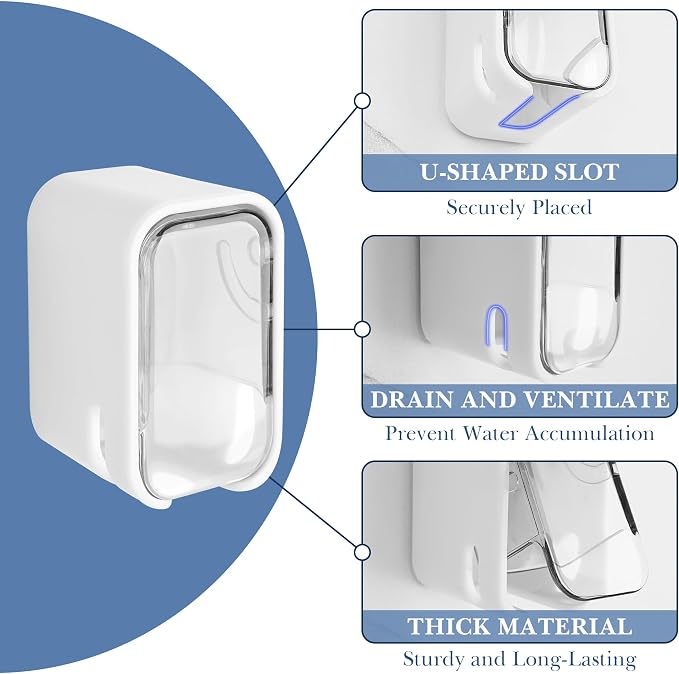 4 Pack Toothbrush Holders for Bathrooms Shower, Wall Mount Toothbrush Organizer - Image 3