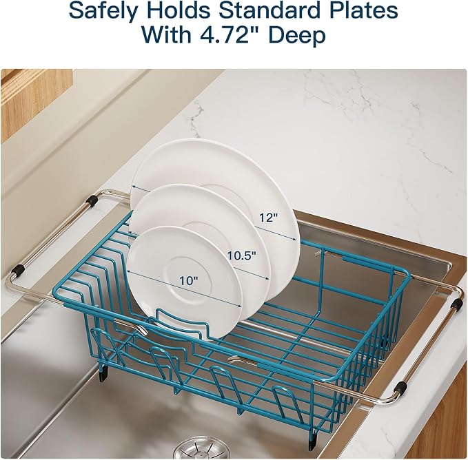 Blue Dish Drying Rack Over Sink - Image 8