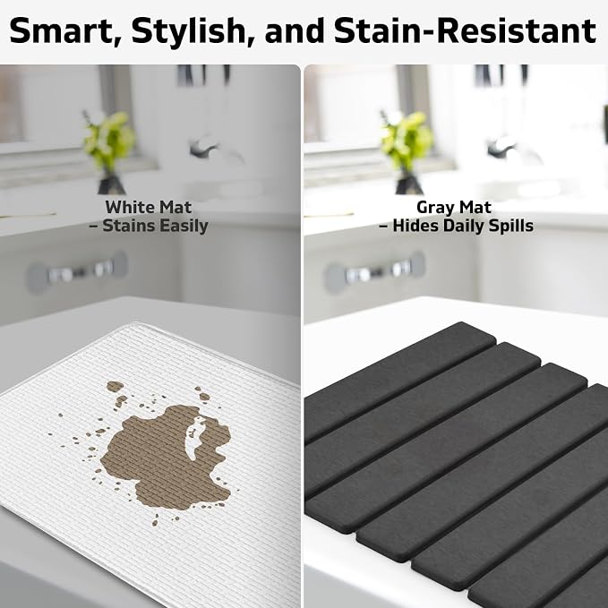 Large Stone Dish Drying Mats for Kitchen Counter, Fast Drying Collapsible - Image 5