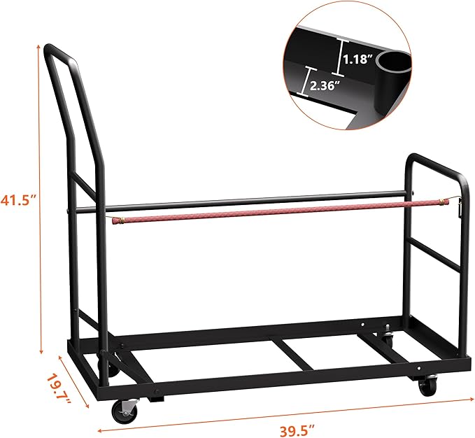 Folding Chair Cart with Wheels Heavy Duty 300 LBS Capacity, Rolling Chair Dolly for 25 Chairs w/Dual Handles & Anti-Fall Design, Commercial Cart for Events, Church, Conference, Weddings