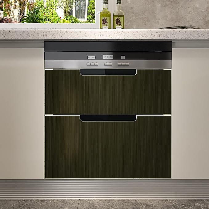 CRE8TIVE Thick Bronze Black Stainless Steel Contact Paper Peel and Stick 12"x80" Brushed Metallic Wallpaper Removable Heat Resistant Vinyl Roll for Kitchen Appliances Refrigerator Microwave Oven