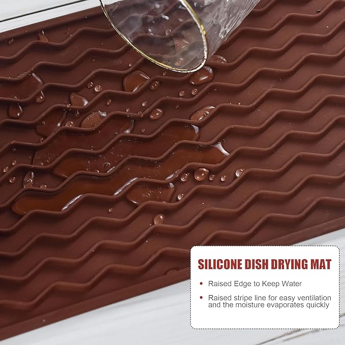 Silicone Dish Drying Mat, Non-Slip Easy Clean Sink Mat, Hangable & Roll-Up - Image 4