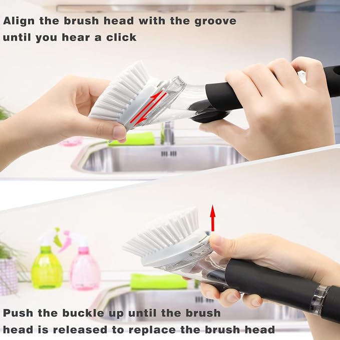 6 Pack Dish Brush Refills for OXO/RIMAY Soap Dispensing Dish Brush | Nylon - Image 4