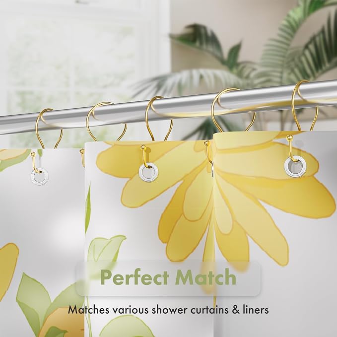 AmazerBath Shower Curtain Hooks, Dark Gold Shower Curtain Rings, Simple Double - Image 7