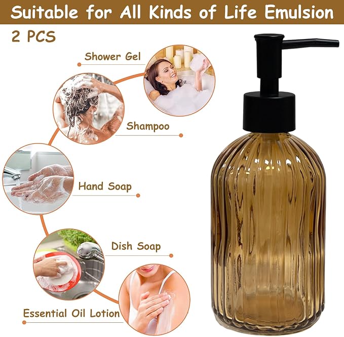 YYTSGG Brown Glass Soap Dispenser Set - Image 4