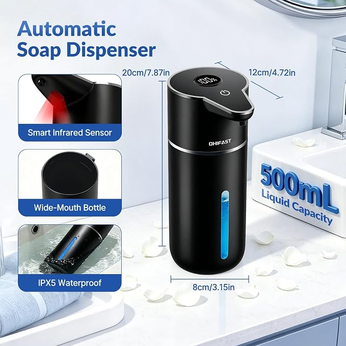 Automatic Liquid Soap Dispenser Touchless, 6-Level Adjustable, USB Rechargeable - Image 3