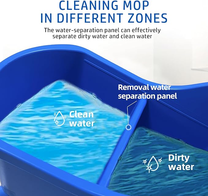 Mop Bucket with Wringer, Mop Bucket Separate Dirty Water - Image 3