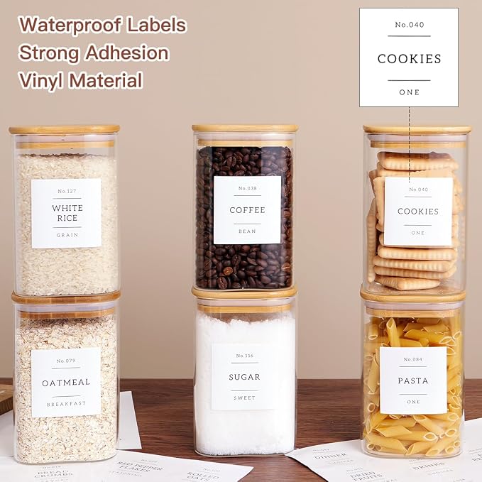 CZZGSM 6 Pack Square Kitchen Storage Jars - 35oz Glass Canisters With Wood Lids - Image 3