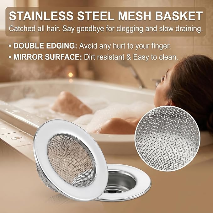 Seatery 2PCS 1.50" Bathtub Hair Catcher, Bathroom Sink Strainers, Tub Drain - Image 3