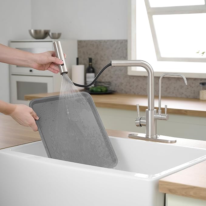 Kitchen Faucets with Water Filter and Pull Down Sprayer, Waterfall Kitchen Sink - Image 4